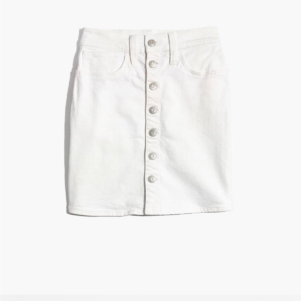 Madewell Off White Button-Front Denim Skirt